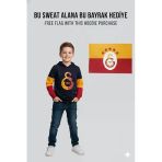 Galatasaray Lisanslı Logo Siyah Kapüşonlu Çocuk Sweat Bayrak Hediyeli