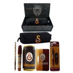 Galatasaray Lisanslı Siyah Air Kalemtraş Ahşap Kutulu 6Lı Kırtasiye Seti