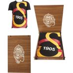 Galatasaray Lisanslı Siyah Büyük Logolu T-Shirt Hediye Aslan Ahşap Kutulu - M