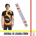 Galatasaray Lisanslı Siyah Büyük Logolu T-Shirt ve Beyaz Şal Atkı - XL