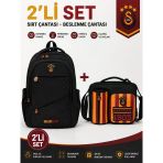 Galatasaray Lisanslı Siyah Sırt Çantası 26547+ Beslenme Çantası 26927