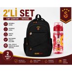 Galatasaray Lisanslı Siyah Sırt Çantası 26547+ Matara 26567