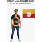 Galatasaray Lisanslı Unisex Siyah Arma T-Shirt Bayrak Hediyeli