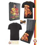 Galatasaray Orijinal Lisanslı Aslan Baskılı T-Shirt + Bileklik Set Hediyelik Ahşap Kutul