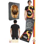 Galatasaray Orijinal Lisanslı Büyük Logolu T-Shirt Gs Aslan Baskılı Hediyelik Ahşap Kutulu - Kırmızı - Siyah