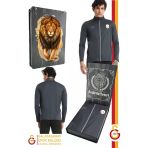 Galatasaray Orijinal Lisanslı Dik Yaka Fermuarlı Antrasit Sweat Gs Aslan Baskı Hediyelik Ahşap Kutu