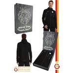 Galatasaray Orijinal Lisanslı Kapüşonlu Siyah Fermuarlı Hoodie Hediyelik Ahşap Kutulu