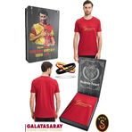 Galatasaray Orijinal Lisanslı Kırmızı Erkek T-Shirt + Bileklik Set Hediyelik Ahşap Kutulu