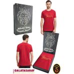 Galatasaray Orijinal Lisanslı Kırmızı Erkek T-Shirt Hediyelik Ahşap Kutulu - Kırmızı - Kırmızı - 2XL