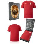 Galatasaray Orijinal Lisanslı Sıfır Yaka Kırmızı A Takım Antrenman T-Shirt Gs Aslan Baskılı Hediyelik Ahşap Kutulu