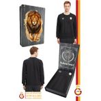 Galatasaray Orijinal Lisanslı Sıfır Yaka Siyah Sweat Gs Aslan Baskılı Hediyelik Ahşap Kutulu