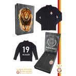 Galatasaray Orijinal Lisanslı Siyah Balıkçı Yaka Kişiye Özel Sweat Ahşap Kutulu