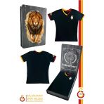 Galatasaray Orijinal Lisanslı Siyah Basic Çocuk T-shirt Gs Aslan Baskılı Hediyelik Ahşap Kutulu
