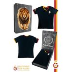 Galatasaray Orijinal Lisanslı Siyah Basic Çocuk T-shirt Gs Aslan Baskılı Hediyelik Ahşap