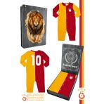 Galatasaray Orijinal Lisanslı Uzun Kol Bebek Tulum Aslan Baskılı Ahşap Kutulu