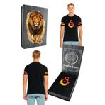 Galatasaray Orijinal Logo Baskili Siyah T-Shirt Gs Aslan Baskili Hediyelik Ahsap Kutulu