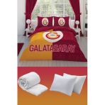 Galatasaray Parçalı Logo Çift Kişilik 7 Parça Yatak Seti - Nevresim Takımı + Yorgan + Yastık
