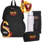 Galatasaray Sırt Çantası , Çift Gözlü Kalem Çantası - Lisanslı Çift Katlı Çelik Termos Matara Hediye - Çok Renkli 2