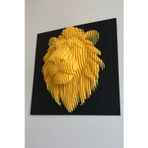 Galatasaray Temalı Aslan Başı Katmanlı Duvar Dekoru | 25x25x10 cm Modern Heykel Tasarımı