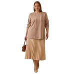 Galaxi Kadın Büyük Beden Bağcıklı Basic Sweatshirt 4002 Camel
