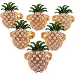 Galaxxy Adet Sevimli Yüzükler Ananas Şekli Inci Boncuklu Parlayan Altın Bileklik Metal Düğün Hediyesi Parti Malzemeleri (Yurt Dışından) - / - Gold - Yeşil