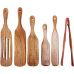 Galaxxy Parça Ahşap Spatula Seti, Teak Spurtle Seti Isıya Dayanıklı Ahşap Spatula Gereç Seti Yapışmaz Tahta Kaşık (Yurt Dışından) - / - Ahşap Rengi