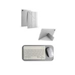 Galaxy A11+ Plus Uyumlu Standlı Tablet Kılıfı + Kablosuz Klavye Mouse Set (Beyaz)