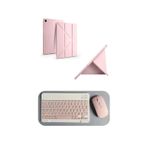 Galaxy A11+ Plus Uyumlu Standlı Tablet Kılıfı + Kablosuz Klavye Mouse Set (Pembe)