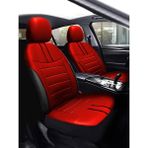 Galaxy Audi A6 C6 Serisi Uyumlu Binek ve Tic. Araçlar Için Uyumlu Elegance Deri Modüler Koltuk Klf Set - Kırmızı - Siyah