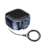 Galaxy Buds 4 Pro Kilitli Kulaklık Kılıfı Entegre LED Şarj Ekranı ve Kemer veya Çanta Bağlantısı için Metal Karabina (Siyah-Mavi)