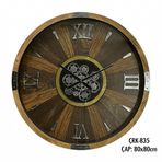 Galaxy CRK-835 Premium Ahşap İthal Dönen Çarklı Roma Rakamlı Otantik Kadranlı Ceviz Duvar Saati 80x80x8 cm