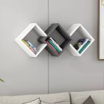 Galaxy Dekoratif Duvar Rafı – Modern Duvar Kitaplığı (6 Renk Seçeneği) Beyaz/Antrasit