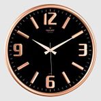 GALAXY Galaxy Premium Serisi Metal Çerçeveli Kabartma Rakamlı Bombe Camlı 35 Cm Duvar Saati Bakır -siyah Çok Renkli