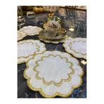Galaxy Gold 6Li Linen Keten Kahve Yani Kokteyl Sunum Parti Pecetesi Nakis Islemeli Sunumluk