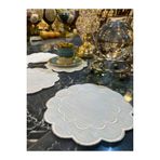 Galaxy Krem 6Li Linen Keten Kahve Yani Kokteyl Sunum Parti Pecetesi Nakis Islemeli Sunumluk