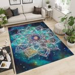 Galaxy Mandala Parça Halıları 3D Sanat Çiçek Desenli Kilimler Yatak Odası Halı Paspası Kapı Paspası Aşınmaya Dayanıklı ve Kaymaz Bakımı Kolay Aile ve Evcil Hayvan İçin Uygulanır
