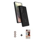 Galaxy S23 Ultra Kılıf İz Işık Koleksiyonu - Siyah AutoKit 5in1 Fiber Hayalet Cam Ekran Koruyuc