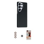 Galaxy S23 Ultra Kılıf Kozmos Klasik Prime - Siyah AutoKit 5in1 Fiber Hayalet Cam Ekran Koruyuc