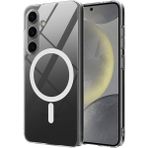 Galaxy S24 Plus Kılıf Kamera Korumalı Magsafe Sert Mika Pc Porto Kapak-Şeffaf + Tam Kaplayan Anti Statik Esd Cam Ekran Koruyucu