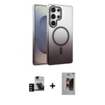 Galaxy S24 Ultra Kılıf Ahenk Doku Özel Seri - Siyah Bilvis Hayalet Cam Ekran Koruyucu + Siyah P