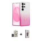 Galaxy S24 Ultra Kılıf Eksen Minimal Özel Seri - Siyah Bilvis 3D Cam Ekran Koruyucu + Derin Mor
