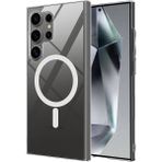 Galaxy S24 Ultra Kılıf Kamera Korumalı Magsafe Sert Mika Pc Porto Kapak-Şeffaf + Tam Kaplayan Anti Statik Esd Cam Ekran Koruyucu