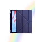 Galaxy Tab A9+ / A9 Plus 11 İnç Uyumlu Fuchsia Kalem Bölmeli Akıllı Tablet Kılıfı Lacivert