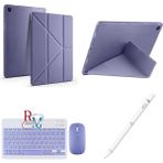 Galaxy Tab A9 Plus X210 11'' Uyumlu Standlı Kılıf Dokunmatik Kalem ve Klavye Mouse 3'lü Set Lavanta
