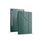 Galaxy Tab S10 Fe/S9 FE 10,9 SM-510 SM-710 Sm-X520 için Uyumlu Kılıf Tri Folding Kalem Bölmeli Standlı Kabak (Koyu Yeşil)