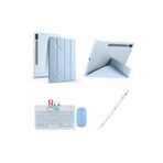 Galaxy Tab S10 Plus 12.4 inç Uyumlu Standlı Kılıf Dokunmatik Kalem ve Klavye Mouse 3 lü Set Mavi