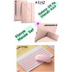Galaxy Tab S9 Fe Uyumlu Standli Tablet Kilif + Bluetooth Klavye Mouse Set - Açık Pembe