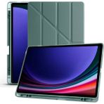 Galaxy Tab S9 Plus X810 / S9 Fe Plus X610 12.4 Inç Uyumlu Akıllı Tablet Kılıfı – Katlanabilir Kapaklı, Kalemlikli, Stand Fonksiyonlu, Smart Cover Otomatik Uyandırma, Ince ve Hafif Tasarım - Koyu Yeşil