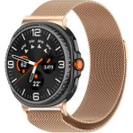 Galaxy Watch 8 / Watch 8 Classic (40 mm / 44 mm / 46 mm) Uyumlu Manyetik Milanese Mesh Hasır Paslanmaz Çelik Kordon – Unisex - Rose Gold