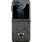 Galaxy Z Flip 5 Uyumlu Kılıf Guess Lisanslı Pu Deri Taşlı Üçgen Logo 4g Desenli Strass Siyah